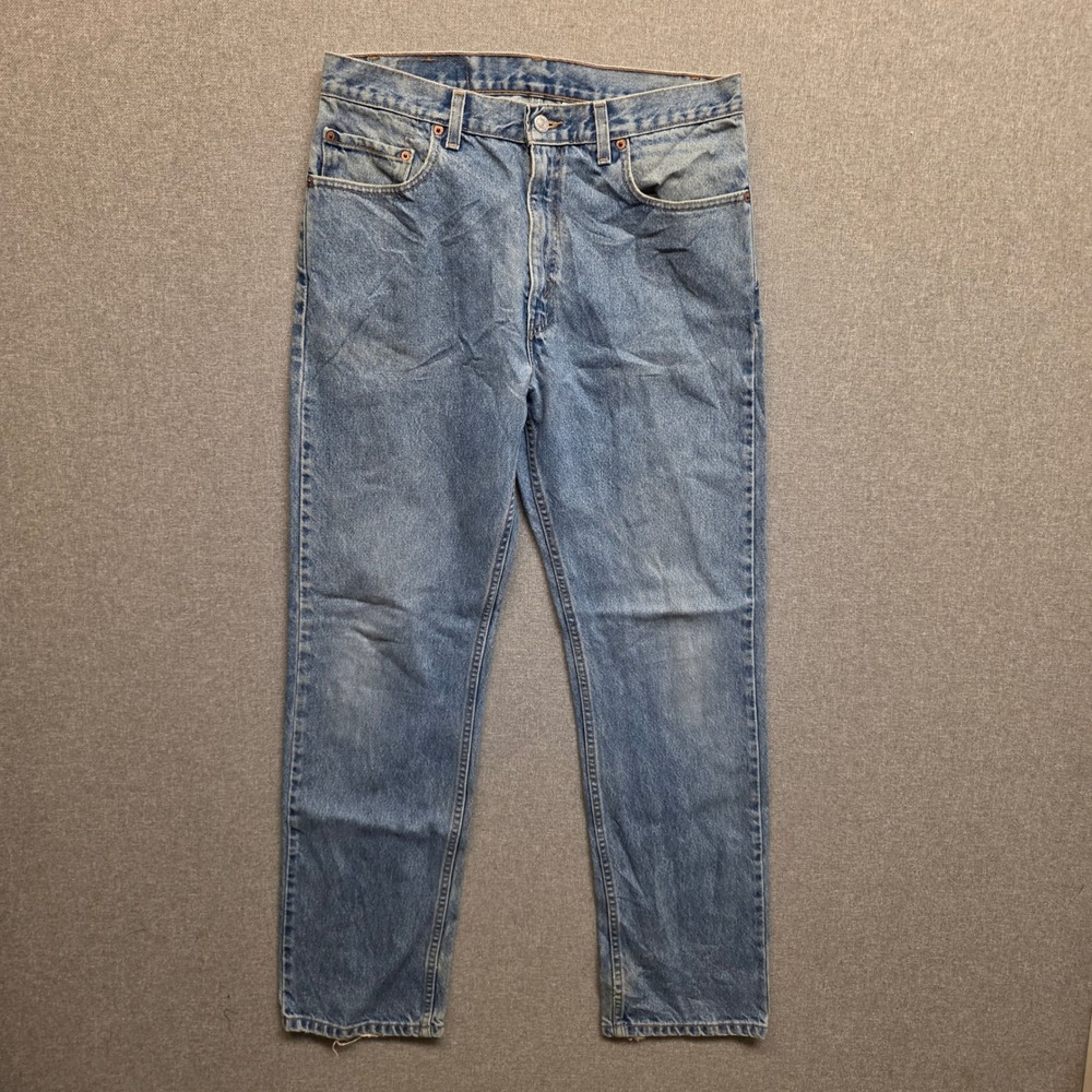 Vintave Levi's 505 Mens 34x32 Medium Wash Blue Jeans Regular Fit Straight Leg